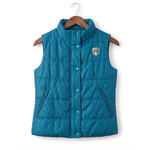 American Eagle Outfitters Jackets & Blazers - Vintage Y2K American Eagle Teal Puffer Vest Cozy Fleece Lined Warm Winter Layer